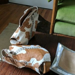 Jeffrey Campbell Cowhide Platform Wedge Sandals